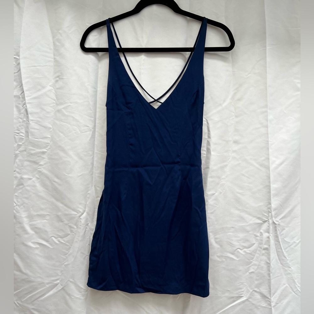 Open Back Navy Mini Dress | Size XS